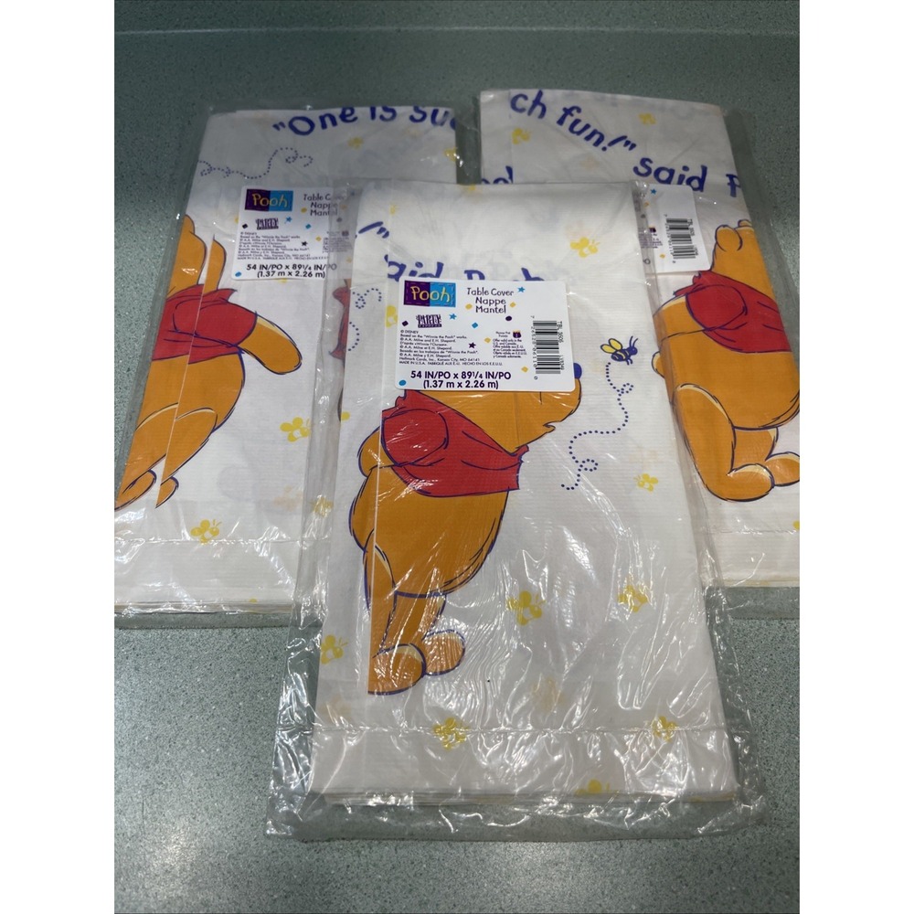 Vintage 3 Disney Winnie The Pooh's 1st Birthday Paper Table Cloth Cover Party